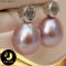 ต่างหูมุกแท้หัวหมุดใหญ่ประดับพลอยแท้ White Topaz / SN0130YE494