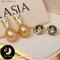 ต่างหูมุก South Sea ใบเรือประดับพลอยแท้ White Topaz มุกบาร็อค สีทอง เกรด AA+ ขนาด 9.5-10 mm ตัวเรือนเงินแท้ชุบทอง   / SN0710NE547