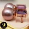 ต่างหูมุกเพตรา กระเปาะสี่เหลี่ยมจัมโบ้ พลอยแท้ Amethyst 3.8 ct. ห้อยมุก Edison / SN0670YE513
