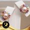 [Silver925] ต่างหูติดหู+แป้นประดับ [Topaz] หลากสี 3ct. น้ำจืดเซมิโอลด์โรส [ชุบพิงค์โกลด์] 8-8.5mm. AAA / ต432