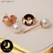 ต่างหูติดหูมุกสีขาว ขนาด 6mm เกรด AA+ ตัวเรือนเงินแท้ 92.5 ชุบ Pink Gold / SN0005YE552