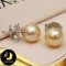 ต่างหูมุก South Sea ทับหลังTutu  มุก South Sea ทรงบาร็อค สีทอง เกรด AA ขนาด 8-8.5 mm. ตัวเรือนเงินแท้ 92.5 ชุบทองคำขาว / SN0250YE486