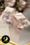 ต่างหูติดหูดอกอูนิโกะใหญ่ มุก Edison สีม่วงโอลด์โรส คละโทน ทรงกลม ขนาด 10 mm เกรด AA+ ตัวเรือนเงินแท้ชุบ Pink Gold ประดับพลอยแท้ White Topaz  /  E611