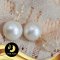 [Gold18K] ต่างหูติดหู(ทับซิลิโคนหุ้มทอง)  น้ำจืดบาร็อคขาว  11mm AA+ / SN0550YG155