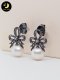 ต่างหูโบว์ใหญ่ห้อยมุก Vintage beautiful earrings ตัวเรือนเงินแท้ชุบ Black Rhodium / SN0350YSSE23
