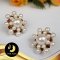 ต่างหูทรงแปดเหลี่ยมประดับ Garnet3.6ct. น้ำจืดเซมิขาว [ชุบทอง] 4-11mm. AA+ / SN0400ZE275
