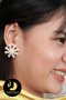 ต่างหูทรงแปดเหลี่ยมประดับ Garnet3.6ct. น้ำจืดเซมิขาว [ชุบทอง] 4-11mm. AA+ / SN0400ZE275