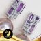 ตัวเรือนต่างหูติดหูประดับพลอยแท้ Amethyst, White Topa 3ct. [เงินชุบทองคำขาว]