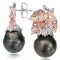 ต่างหูมอนสเตอร่าประดับเพชร ไข่มุก Tahitian Pearl