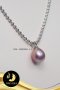 สร้อยจี้ bead chain มุกม่วงโอลด์โรสเม็ดเดี่ยว ขนาด 13-15 mm เกรด AA+ ตัวเรือนเงินแท้ชุบทองคำขาว ความยาว 18-20'   / SN0530YN660