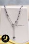 สร้อยจี้ bead chain มุกม่วงโอลด์โรสเม็ดเดี่ยว ขนาด 13-15 mm เกรด AA+ ตัวเรือนเงินแท้ชุบทองคำขาว ความยาว 18-20'   / SN0530YN660