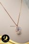 จี้ดอกอูนิโกะใหญ่ (ไม่รวมสร้อย) มุก Edison สีขาว ทรงบาร็อค ขนาด 10-11 mm เกรด AA+ ตัวเรือนเงินแท้ 92.5 ชุบ Pink Gold ประดับพลอยแท้ White Topaz / P550