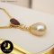 ตัวเรือนจี้ทรงสามเหลี่ยมประดับพลอย Garnet, White Topaz 1.5ct. [เงินชุบทอง]