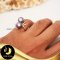 แหวนโบว์มุกทวิน มุกสีม่วง ทรงบาร็อค ขนาด 10-11 mm เกรด AA+ ตัวเรือนเงินแท้ชุบทองประดับพลอยแท้ White Topaz / R736