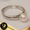 แหวนมุก Akoya เม็ดเดี่ยว มุกสีขาว ทรงกลม ขนาด 7-7.5 mm เกรด AA+ ตัวเรือนเงินแท้ชุบทองคำขาว  / SN0210YR696