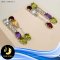 ตัวเรือนต่างหูห้อยพลอยหลากสี [เงินชุบทองคำขาว] White Topaz , Sky Blue Topaz , Amethyst , Citrine , Garnet , Peridot 9ct.