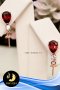 ตัวเรือนต่างหูติดหูทรงสามเหลี่ยมประดับพลอย Garnet, White Topaz 2ct. [เงินชุบพิ้งค์โกลด์]