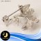 ตัวเรือนเข็มกลัดดอกไม้ประดับ White Topaz 2ct. [เงินชุบทองคำขาว]