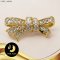 ตัวเรือนตะขอโบว์ประดับเพชร (ใหญ่) Silver Plating Gold [ CZ  ] / H0086