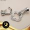 ตัวเรือนตะขอใบโคเวอร์ ประดับเพชร ( 2สาย ) Silver Plating White Gold [ CZ  ] / H0082