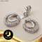 ตัวเรือนตะขอกลม2ชั้นประดับเพชร Silver Plating White Gold [ CZ  ] / H0083