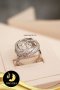 ตัวเรือนแหวนเกลียวคลื่นประดับเพชร Silver Plating White Gold [ CZ  ]