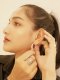 STAMP DIAMOND CUT HOOP EARRINGS W/DC