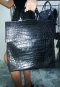 กระเป๋าหนังจระเข้แท้สีดำส่วนท้อง #CRW322H-BL-BELLY