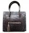 Genuine Belly Caiman Crocodile Leather Handbag in Chocolate Brown Crocodile Leather #CRW325H-BR-BELLY