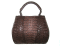 Genuine Caiman Crocodile Handbag in Dark Chocolate Brown Crocodile Leather #CRW237H-BR