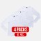 V-neck long sleeve t-shirt WHITE (4Packs)(12 PCS.)