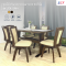 Lisa Dining Set 100% Rubber wood PVC cushion Chair 360°Swivel Chair