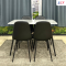 Good model, 4-seat gray marble ceramic top dining table set, PVC leather chair cushion