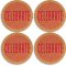 แผ่นรองแก้วไม้คอร์ก เซต 4 ชิ้น S/4 "CELEBRATE" Round Cork Coaster