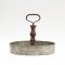 Round Galvanized Tray w/ Wood Handle