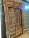 XL45 Antique British Indian Door With Carving and Brass