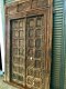 XL45 Antique British Indian Door With Carving and Brass