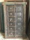 S66 Old Wooden Door with Brass Umbrellas