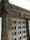 L51 Old Door With Carved Elephants and Brass Umbrellas