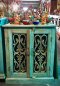 Antique Blue Cabinet with Iron Decor