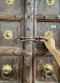 2XL32 Antique Door with Brass and Iron Flowers