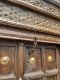 2XL16 Old Wooden Door with Carving and Brass Flowers