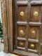2XL16 Old Wooden Door with Carving and Brass Flowers