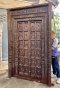 XL48 Exotic Tribal Carved Door with Rare Brass Decor