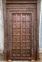 XL48 Exotic Tribal Carved Door with Rare Brass Decor