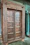 XL50 Antique Solid Wood Door with Brass Stripes and Thick Nails