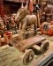 DCI42 Wood Carved Cow with Trolly