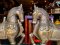 BRI38 Wooden Horses with Embossed Brass Set of 2