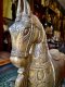 BRI38 Wooden Horses with Embossed Brass Set of 2