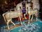 BRI38 Wooden Horses with Embossed Brass Set of 2